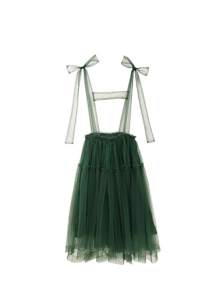 2022 Vintage Ball Gown Dress Women Sleeveless Off Shoulder Suspender Dress Fashion Elegant Gauze Design A-line Mid Long Frocks - Image #2