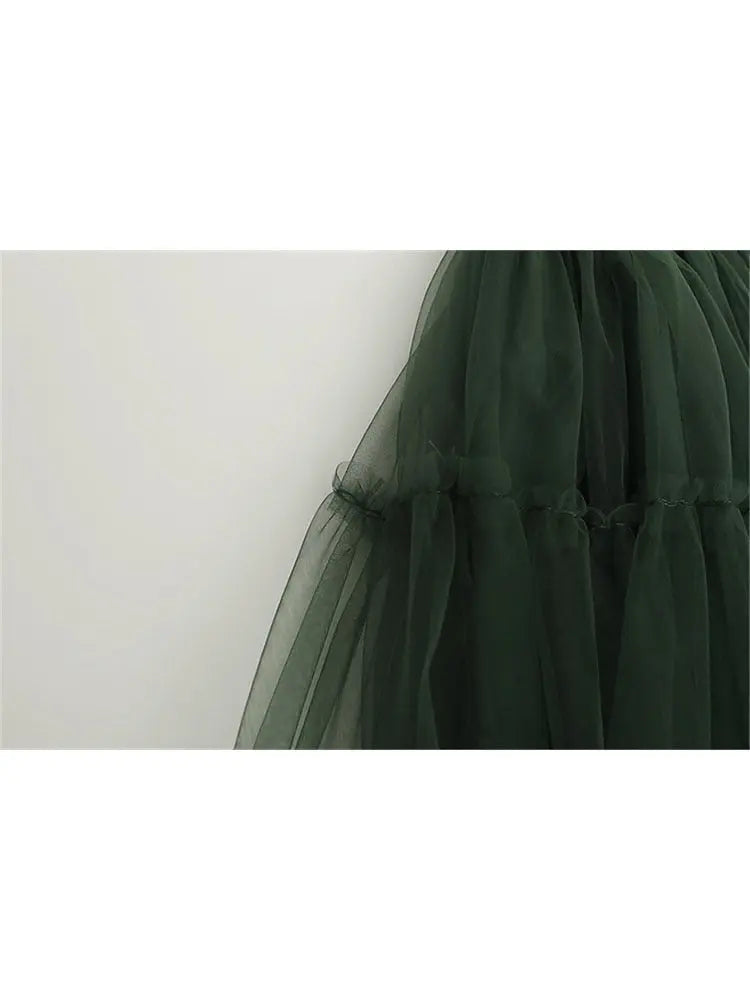 2022 Vintage Ball Gown Dress Women Sleeveless Off Shoulder Suspender Dress Fashion Elegant Gauze Design A-line Mid Long Frocks - Image #7