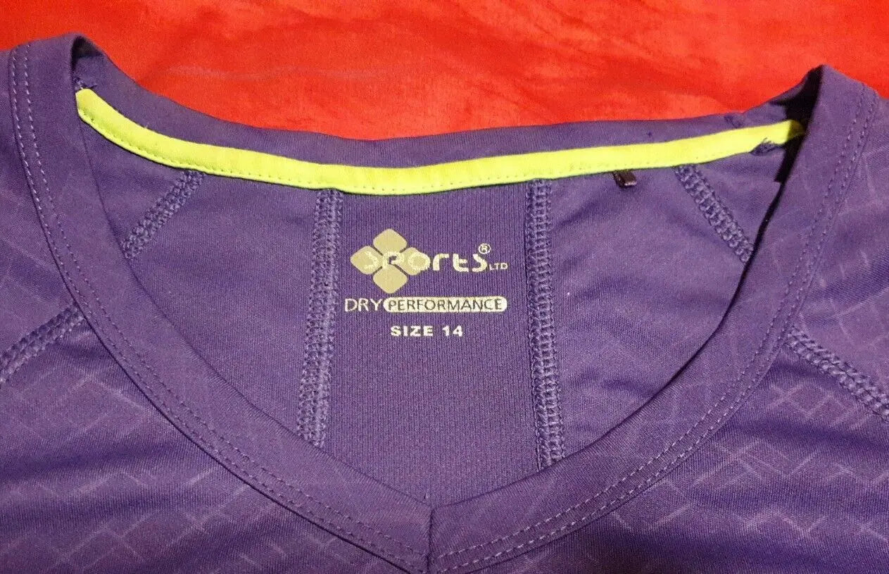 Womens sports tshirt size 14 purple dry performance top stretchy gym 226 - Image #3