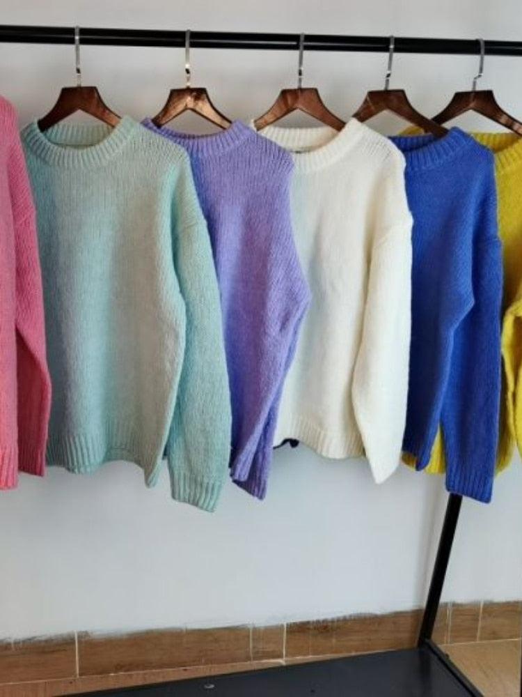 10 Colors Pink Women Sweater Womens Winter Sweaters Pullover Female Knitting Overszie Long Sleeve Loose Knitted Outerwear White - Image #15