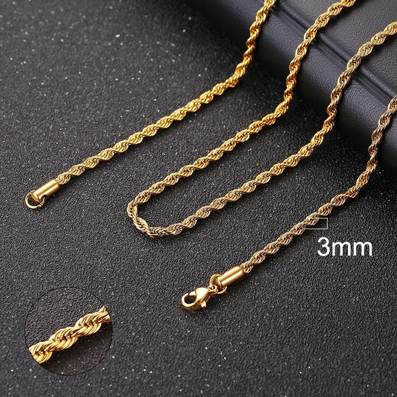 Vnox Cuban Chain Necklace for Men Women, Basic Punk Stainless Steel Curb Link Chain Chokers,Vintage Gold Tone Solid Metal Collar - Image #4