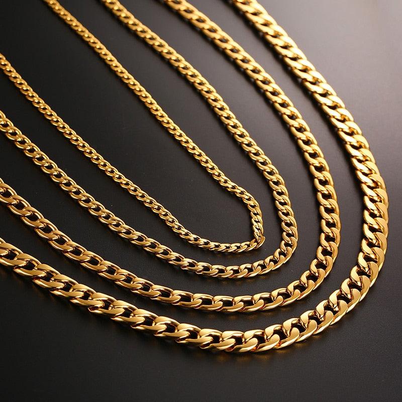 Vnox Men&#39;s Cuban Link Chain Necklace Stainless Steel Black Gold Color Male Choker colar Jewelry Gifts for Him - Image #19