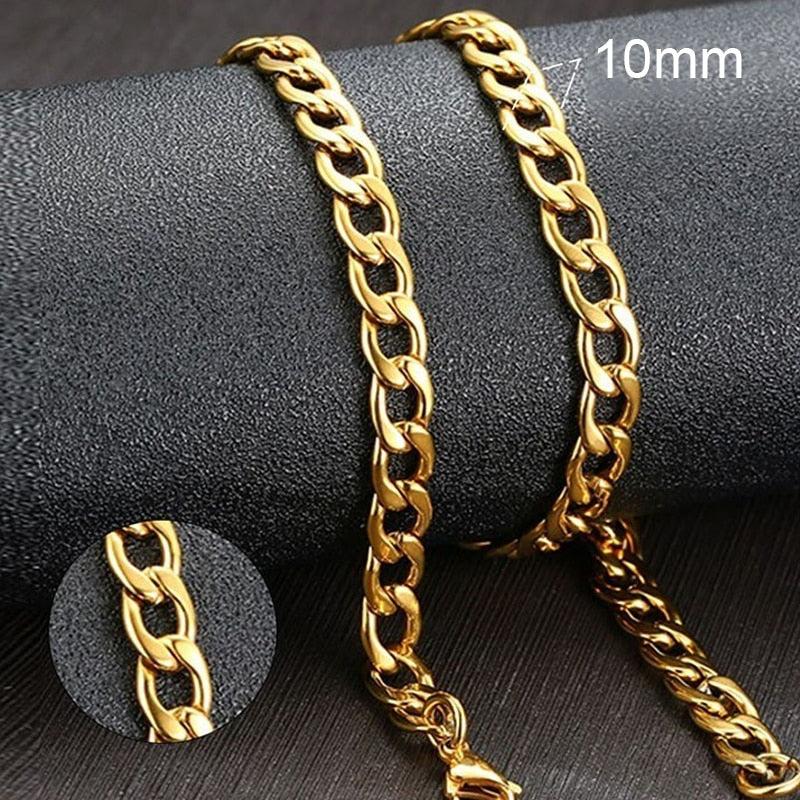Vnox Men&#39;s Cuban Link Chain Necklace Stainless Steel Black Gold Color Male Choker colar Jewelry Gifts for Him - Image #14