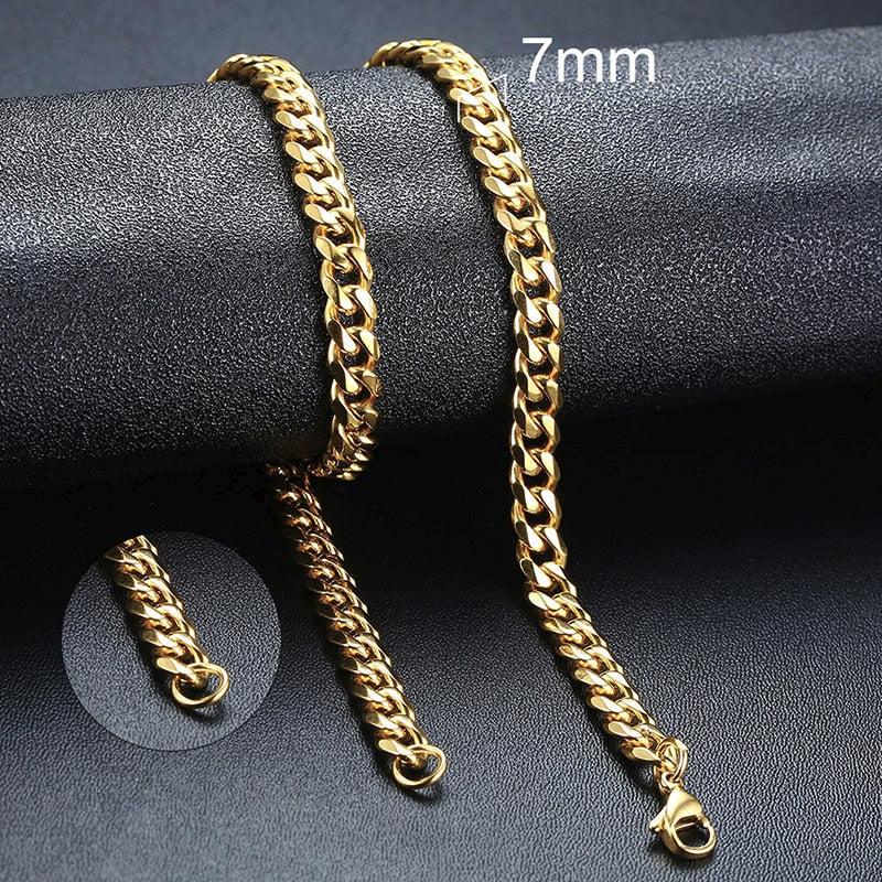 Vnox Cuban Chain Necklace for Men Women, Basic Punk Stainless Steel Curb Link Chain Chokers,Vintage Gold Tone Solid Metal Collar - Image #16