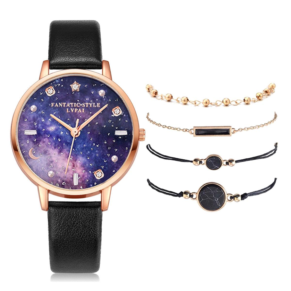 Lvpai Brand 5PCS Fashion New Bracelet Watch Set Crystal Rhinestone Women Ladies Wristwatch Watches Ladies Relogio Feminino Reloj - Image #2