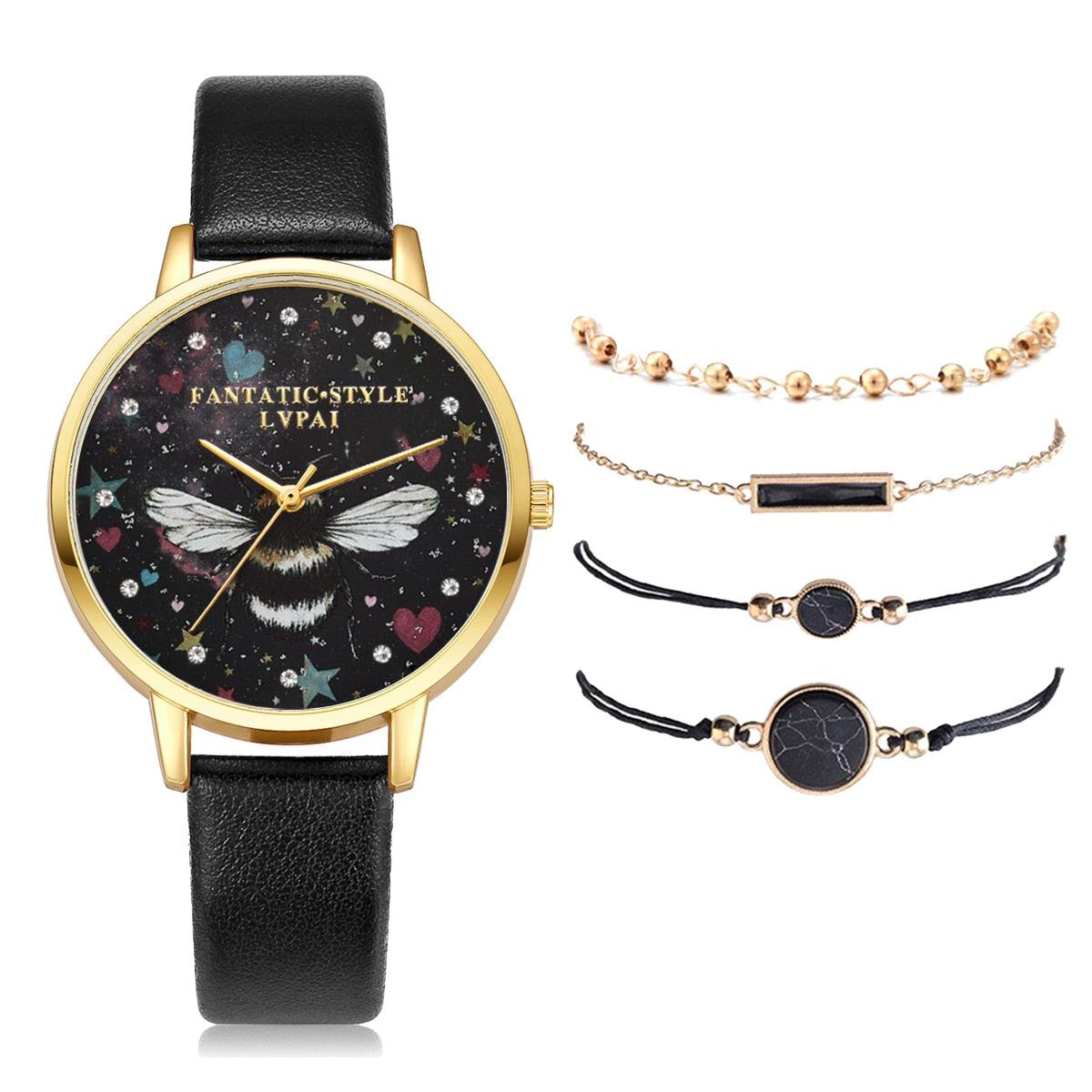Lvpai Brand 5PCS Fashion New Bracelet Watch Set Crystal Rhinestone Women Ladies Wristwatch Watches Ladies Relogio Feminino Reloj - Image #19