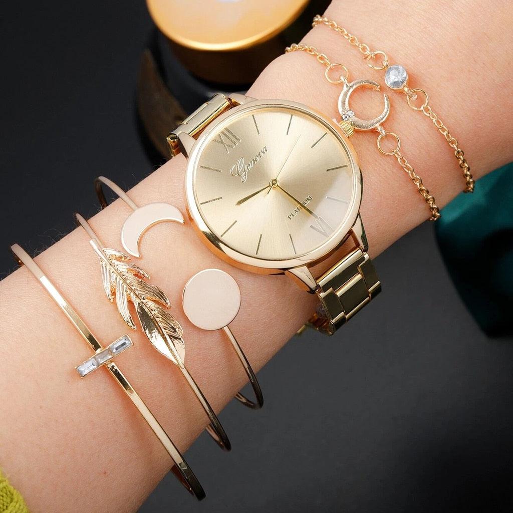 6/5/3PCS 2022 Luxury Women Watches Set Bracelet Wristwatches Fashion Ladies Quartz Watch Dress Female Clock Montre Femme Relogio - Image #1