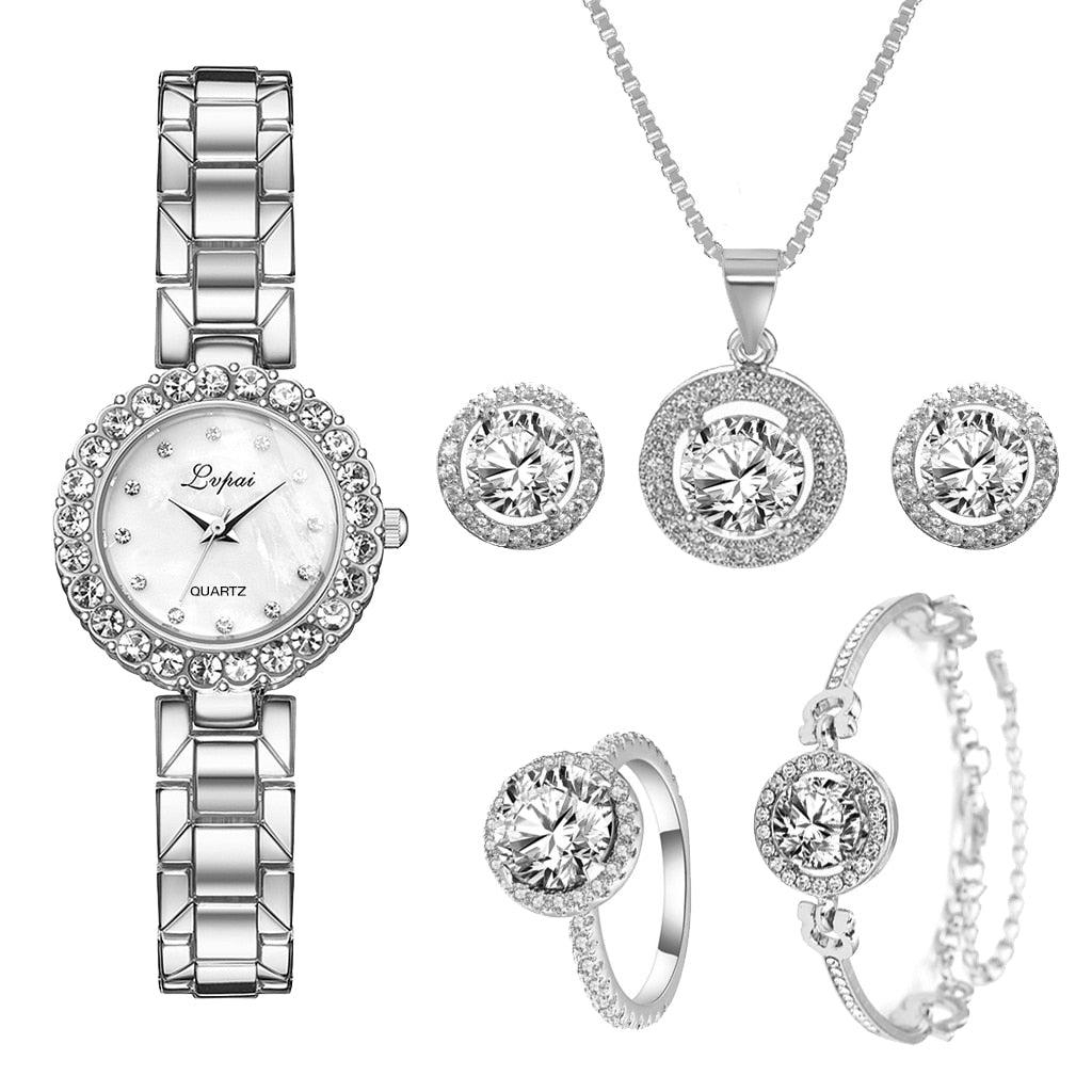 Lvpai Brand 6PCS Watch Set Women Luxury Fashion Ladies Rose Gold Quartz Wristwatches Women Famous Brand Crystal Dress Watches - Image #14