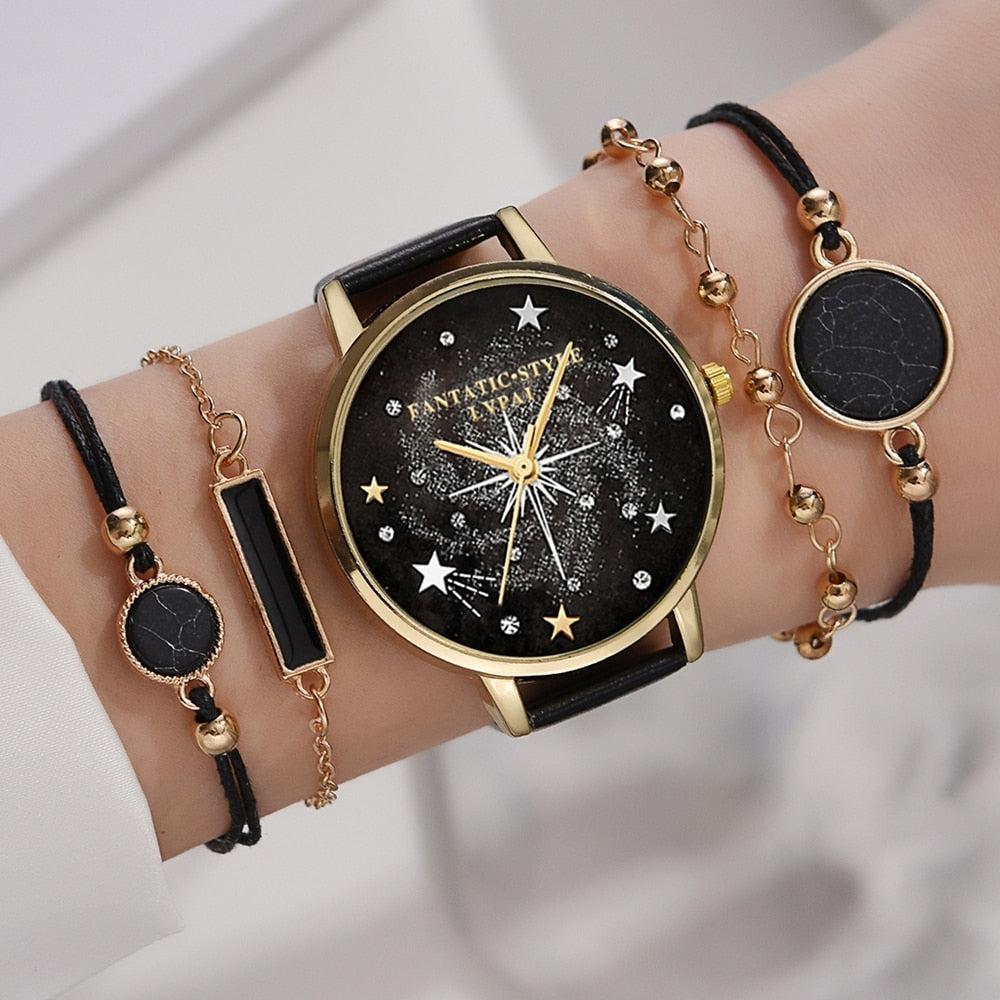 Lvpai Brand 5PCS Fashion New Bracelet Watch Set Crystal Rhinestone Women Ladies Wristwatch Watches Ladies Relogio Feminino Reloj - Image #1